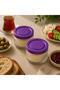 6-Piece Glass Breakfast Set 140 Cc |   Purple Lid Airtight Leak-Proof Glass Storage Container, Jam Jar, Olive Jar, Cheese Jar - 5