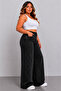 Plus Size Jeans- Premium High Waist Wide Leg Diamond Patterned Stone Jeans-Smoked - 2
