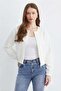Zippered Crop Jacket with Elastic Waist - 2