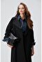 Siyah Kruvaze Trench Coat - 6