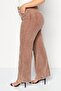 Women Regular Fit Textured Pants, Brown - 4