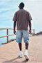 Men's Comfortable Fit Basic Brown Short Sleeve T-Shirt - 6