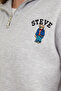 3 Thread Teddy Bear Embroidered Half-Zip Sweatshirt - 5