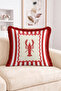 Red Lobster Figured Striped Retro Design Fringed Throw Pillow Cover - Decorative Pillowcase