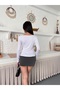 Meva Kayik Zero Collar Side Ruched Long Sleeve Stylish T-Shirt Bluz - 6