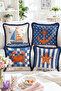 Sea-Themed Sailboat Anchor, Crab and Starfish Patterned 4-Piece Fringed-Tasseled Throw Pillow Cover Set