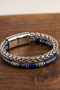 Men's Steel Bracelet Lapis Navy Blue Color Natural Stone Steel Mesh Detailed Magnetic Lock Bracelet - 3