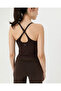 Brown Ecovero ™ V-Neck Longline Bralet with Viscose Breast Pads and Cross Adjustable Straps - 2