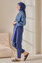 Patterned Hijab Swimsuit Set of 3 Blue - 4