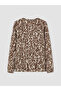 Original Ruffled High Neck Patterned Blouse - 7
