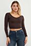 V-Neck Long Sleeve Crop Blouse - 5
