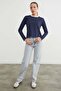 3 Thread Ribbed Sweatshirt with Ribbed Neckline - 5