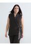 Alita City Women's Classic Vest with Double Breasted Collar and Scarf Tie - 2