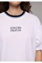 Oversize Fit Round Neck Printed Women's White Short Sleeve T-Shirt - 4