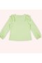 Girl's Long Sleeve T-Shirt with Elastic Sleeves and Ruffle Detail, Ages 3-13, Green - 2