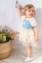 My Little One's Baby Girl Set with Denim Gilet and Lace Skirt - Baby Blue