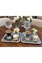 6 Pieces Presentation Tray Square Wicker Full Silver Tray 22 cm - 8