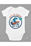 Surf Shark Printed Short Sleeve Snap Fastener Baby Bodysuit