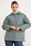 Water Wave Patterned Quilted Oversized Buttoned Coat - 3