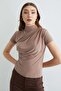 Draped High Collar Blouse - 2