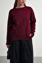 Burgundy Crew Neck Oversized Knitwear Sweater - 6