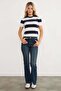 Striped Bearded Short Sleeve Sweater - 2