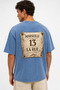 Men's Marseille Printed Washed Oversize T-Shirt Baby Blue