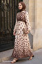 Half Buttoned Brown Satin Dress - 2