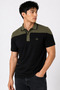 100% Cotton Men's Polo Collar T-shirt, Colorful Striped Short Sleeve Split Model, Mountain Logo Design - 2