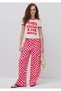 Women's Cream Cotton Blend Front Printed Crew Neck T-Shirt - 3
