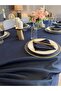 Royal Linen Textured Glitter Tablecloth Navy Blue - 5