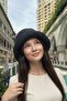 Women's Black Summer Knitted Bucket Hat |   Sunscreen Trend Bucket Model - 6