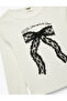Cotton Long Sleeve Crew Neck Bow Printed T-Shirt - 5