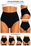 3 Pack High Waist Striped Bato Women's Panties 100% Cotton Wide Fit Black White Skin M-3Xl - 5