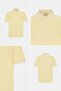 Men's Shrink-Resistant Cotton Fabric Slim Fit Narrow Cut Yellow-White Non-Roll Polo Collar T-Shirt - 6