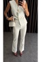 Women's Gold Buttoned Vest Pants Suit - 3