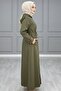 Yeşi̇m Trench Jeans Bondit Fabric Women's Khaki Hooded Trench with Leopard Pattern Lining and Waist Tie - 2