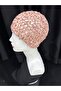 19069 Pink Handmade Sequined Knitted Beanie Hat Bandana - 2