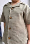 Boy's Textured Shirt and Shorts Set Khaki - 3