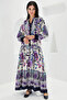 Women's Patterned Hijab Dress Navy Blue Purple 1010 - 2