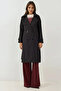 Women's Double Breasted Collar Trench Coat Black 1198 - 2