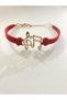 Red Embellished Treble Clef Musical Note Leather Women's Bracelet