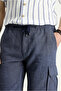 Linen Bermuda with Lace-Up Waist and Cargo Pockets - 8682608545583 - 3