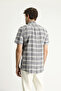 Short Sleeve Regular Fit Plaid Sports Cotton Button Collar Shirt - 4