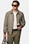 Shirt Collar Zippered Linen Blend Side Pocket Ribbed Seasonal Bomber Coat - 5