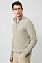 Half Turtleneck Regular Fit Zippered Patterned Knitted Wool Sweater - 6