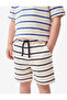 Cotton Tie Waist Striped Shorts - 3