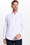 Men's Slim Fit Slim-Cut Long Sleeve Cotton Oxford Texture Easy-Iron White Button-Down Collar Shirt - 3
