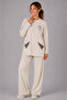 Women's Pockets Leather Paneled Chest Printed Crew Neck Beige Tunic - 5