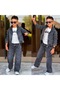 Boy's 3-Piece Denim Set Jean Jacket Shirt T-Shirt Trousers Denim Oversize Combination 3-10 Years - 2